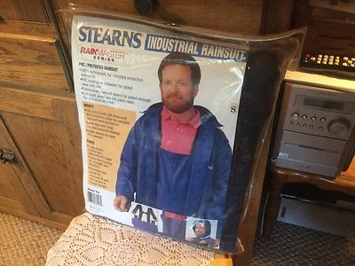 New Mens Small Stearns Industrial Rainsuit. Rain master Series. Model S-5.  Navy - Image 1 of 4