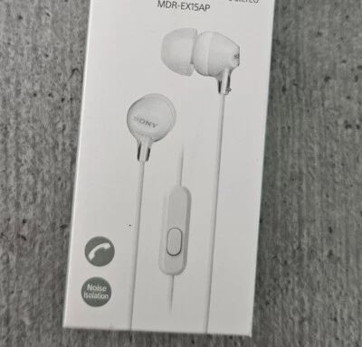 Sony MDR-EX15AP White In-Ear HeadPhones For Smartphone White New Cable Lead Box - Image 1 of 4