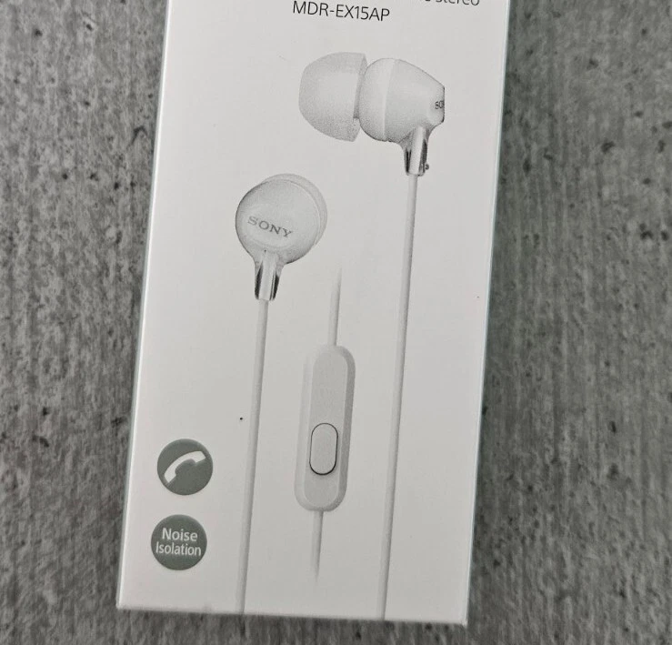 Sony MDR-EX15AP White In-Ear HeadPhones For Smartphone White New Cable Lead Box - Image 1 of 4