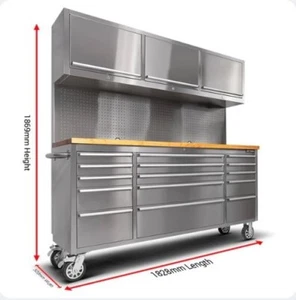GT1.8M Stainless Steel Tool Cabinet Tool Chest Workbench Combo-GT1818W - Picture 1 of 9