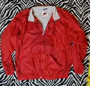 Vintage 90s Nike Windbreaker Jacke Herren Gr. XL Rot Swoosh Logo White Tag Nylon - Bild 1 von 9