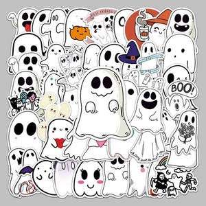 50 Ghost Waterproof Sticker Set - Creative Cartoon Laptop Luggage Decals - Picture 1 of 15