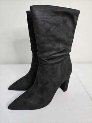 Botas para mujer Nine West negras de gamuza tacón medio pantorrilla 7,5 M nuevas en caja excelentes  Foto 1 de 4
