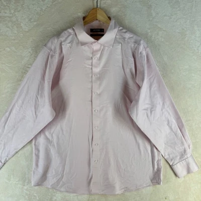 Camisa de vestir de manga larga de algodón rosa liso elástico talla 17,5-35 de Murano para hombre Foto 1 de 4