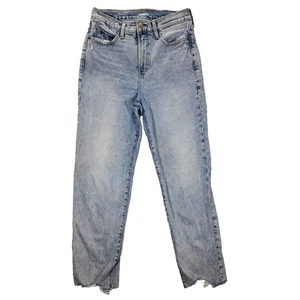 Old Navy Jeans Womens Sz 6 Straight Leg Denim Blue Stretch High Waist Cut-Off - Picture 1 of 10
