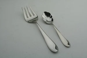 Yamazaki AUSTEN HARMONY  4 Tine Serving Fork & Sugar Spoon Stainless Flatware - Picture 1 of 2