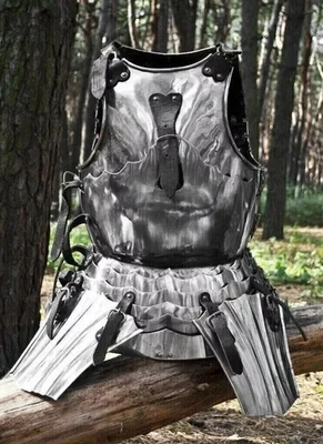 Medieval Roman Muscle Cuirass 18ga Steel Breastplate Armor with Leather Belt - Image 1 of 4