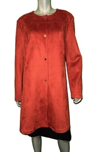 MARC NEW YORK NEW Burnt Orange Faux Suede Collarless Long Blazer Jacket sz XL - Picture 1 of 7