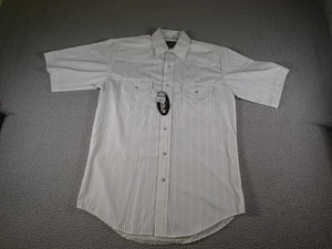 Roper Western Pearl Snap Shirt Mens Medium White Striped Short Sleeve Cowboy - Picture 1 of 11