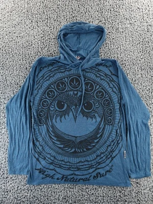Pulôver com capuz Sure Design preto e azul unissex médio coruja boho hippie - Imagem 1 de 4
