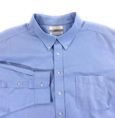 Roundtree & Yorke Gold Label Men's Non-Iron EZ Wash Blue Dress Shirt 20/37 Tall - Image 1 of 4