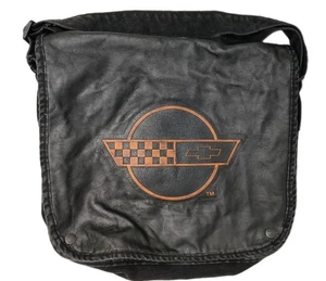 Mochila mensajera lateral Chevrolet Corvette de lona negra de viaje vintage  - Imagen 1 de 8