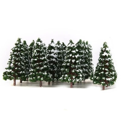 Pack of 20 Model Pine Trees with Snow for Diorama Train Scenery Accessories