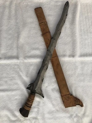 Старинный филиппинский прочный боевой меч с ножнами Moro Kris 19 века - Изображение 1 из 3