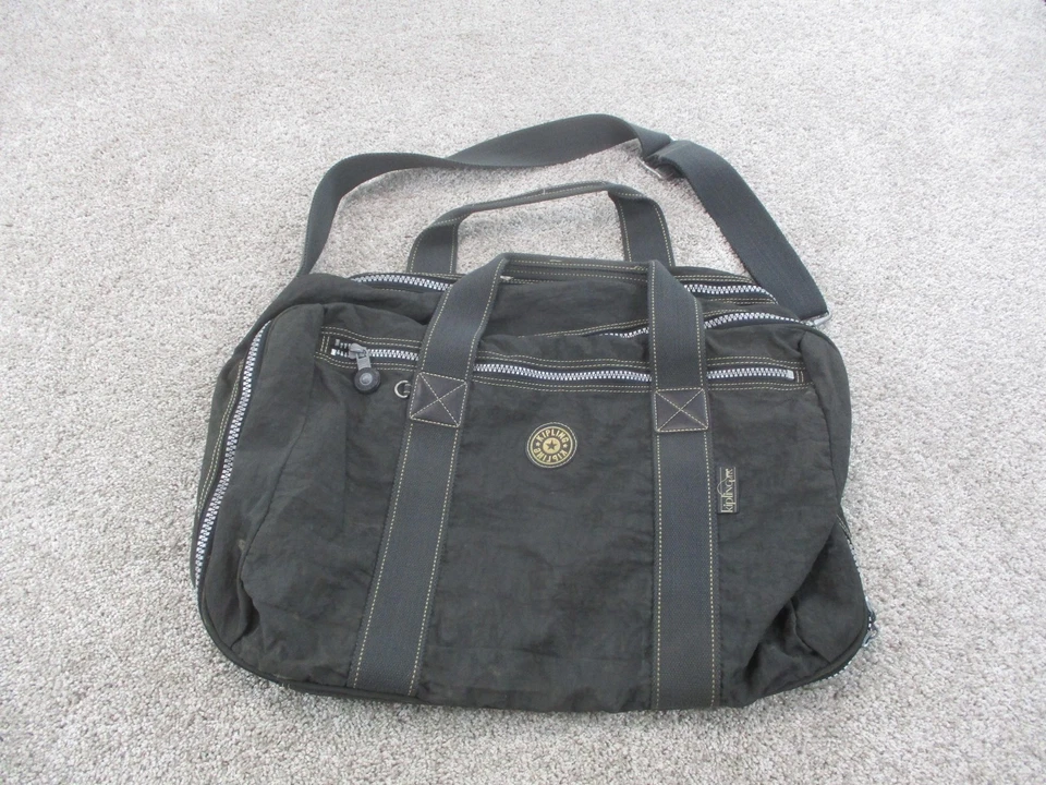 Bolso de hombro de lona de viaje Kipling negro de nailon fin de semana bolsillos con cremallera Foto 1 de 4