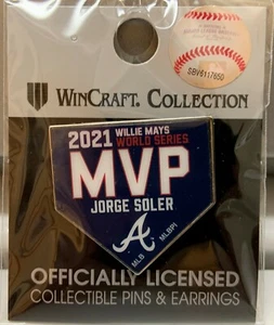 JORGE SOLER ATLANTA BRAVES 2021 WILLIE MAYS WORLD SERIES MVP LAPEL COLLECTOR PIN - Picture 1 of 1