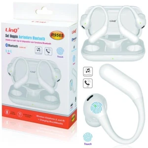 Auricolari Bluetooth LinQ R9565 Touch Control Custodia Ricarica 400mAh Bianco - Foto 1 di 1