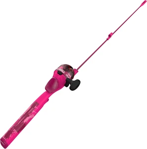 Spincast Fishing Rod Combo, 29" Fiberglass, Light Power, Black KIDS metal gears - Picture 1 of 11