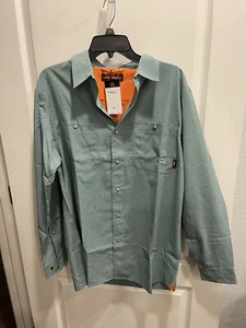 New Walls Men's Allan UPF 50+ Work Shirt blue pearl snap medium long sleeve - Picture 1 of 5