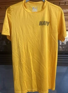 Authentic US Navy Originals Yellow Training T-Shirt Size Small XDri Wicking - Picture 1 of 5