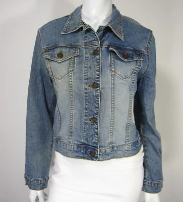 ANGEL Jeans Denim Basic Jacket Size L Large Blue Washed Front Pockets  - Image 1 of 4