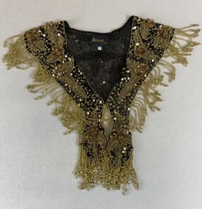 Vintage Interlude California Dazzling Beaded Fringe Wrap Scarf collar festival - Picture 1 of 8