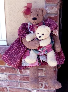DE COLECCIÓN KATHY'S HOMESPUN HECHO A MANO LG OSO CON BEBÉ OSO - WENDY - CON ETIQUETAS - Imagen 1 de 3