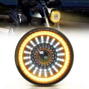Pair 7" Inch Round LED Headlights Halo Angle Eyes For Jeep Wrangler JK LJ TJ CJ - Picture 1 of 21