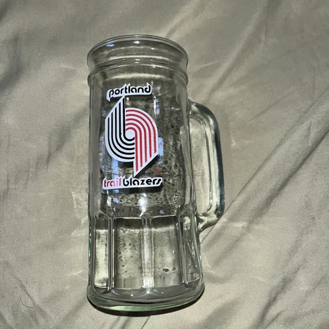 Vintage Fisher Nuts Portland Trail Blazers NBA Basketball Glass Mug Stein Cover