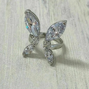 2.00 Ct Marquise Simulated Diamond Butterfly Engagement Ring 14k White Gold Over - Picture 1 of 4
