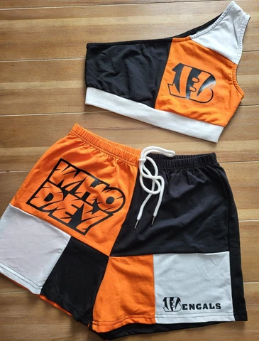 Cincinnati Bengals Womens 2PCS Outfit Set Tank Top Shorts Athletic Set XS Xsmall Cover