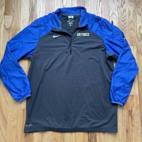 Mens Nike Air Force AFA Falcons 1/4 Zip Team Issued Gray Blue Light Jacket Sz XL Cover