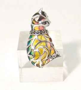Kitty Cat Brooch Sterling Silver Ruby Eyes Marcasite - Picture 1 of 5
