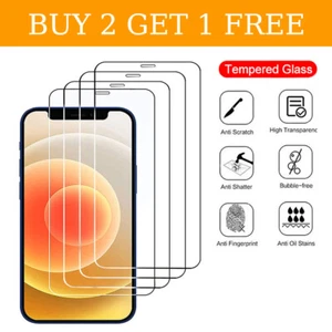 1/2/3/4 PCS Tempered Glass For iPhone 15 14 Plus 13 12 Pro Max Screen Protector - Picture 1 of 13