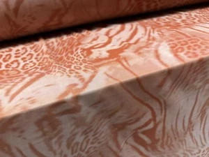 Power Mesh Net Stretch Spandex Fabric, Per Metre - Animal Fusion Print - Coral - Picture 1 of 4
