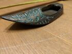Vintage Brass Ashtray Slipper Shoe 5 inch Arabian / India Natural Oxidation 