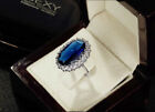 3Ct Oval Cut Lab Created Blue Sapphire 14K White Gold Plated Engagement Ring