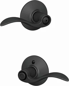 (Lot of 6) Schlage F40 ACC 622 Accent Door Lever, Bed & Bath Privacy Lock, Black - Picture 1 of 1