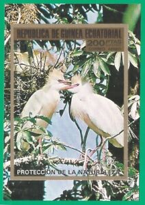 Equatorial guinea 1976 year , used block birds