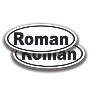 ROMAN NAME DECALs 2 Stickers Bogo Car Truck Bumper Window - Picture 1 of 1
