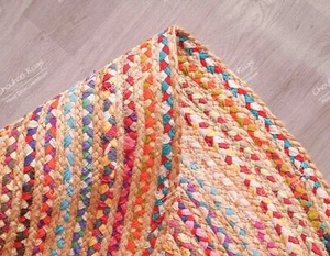 Handmade Oval Jute & Cotton Chindi Rug Oval Shape Rug, Large Area Rug, Décor Rug - Picture 1 of 8