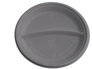 Mehrweg-Menüteller Plastikteller zweigeteilt 22cm rund weiß Stück wählbar - Bild 1 von 2