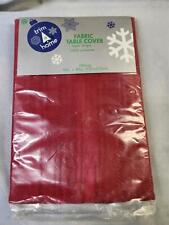 TRIM-A-HOME RED SATIN STRIPE POLYESTER TABLECLOTH OBLONG 60" X 84" NEW IN PACKAG