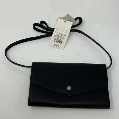 A New Day Womens Crossbody Wallet on a Removable Strap Black Small Defect - Image 1 of 4