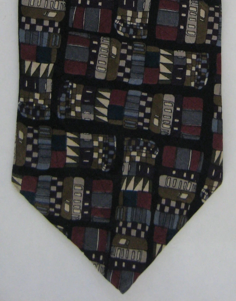 Enzo Felini мужской галстук галстук шелк геометрический черный бордовый серый кремовый желтовато-коричневый - Изображение 1 из 1