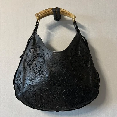 Raro hobo de cuero en relieve floral YSL Mombasa — icónico de la era Tom Ford, mano de asta Foto 1 de 4