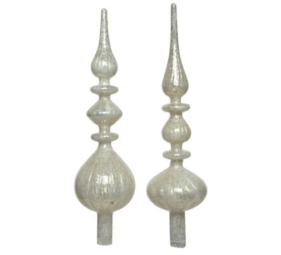 1 Christbaumspitze Glas 35cm Tannenbaumspitze Vintage Weihnachtsbaumspitze weiß - Bild 1 von 3