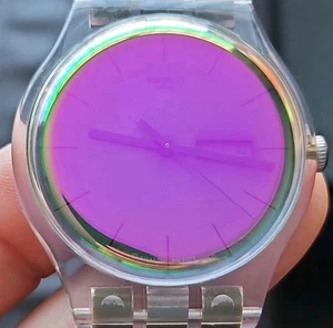 Genuine Swiss Made Large Swatch Watch Polarmy pearlescent crystal - Picture 1 of 5