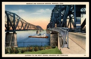 Postcard Memphis and Harrahan Bridges Over Waterway, Memphis, TN - Picture 1 of 2