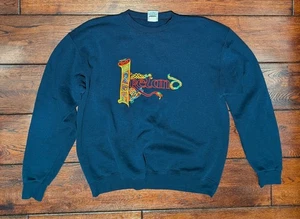 VTG Santee Sweats Ireland Embroidered Sweatshirt Navy Blue Made in USA - Size M - Picture 1 of 12